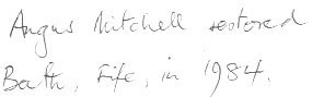 Signature of Angus Mitchell in the Bath Book