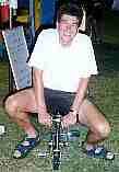 Rob riding the microbike, one of the evening entertainments on the Big Ride. He kept falling off.